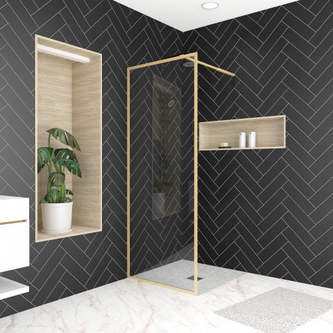Paroi de douche - cadre et bras aluminium - Dimensions et couleur du cadre au choix