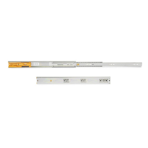 Jeu de coulisses à billes pour tiroirs à sortie totale, fermeture amortie, hauteur 45mm, longueur 500mm, Acier, Zingué