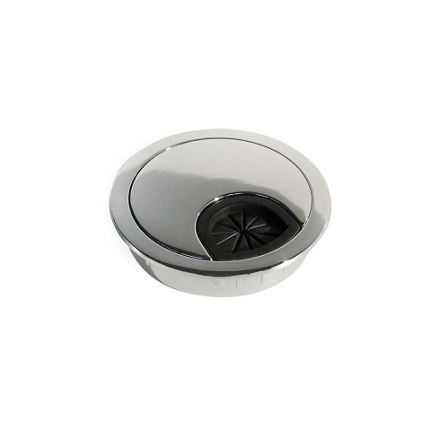 Lot de 7 passe-câbles circulaires, diamètre 80mm, à encastrer Zamak, Chromé,
