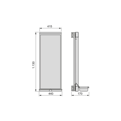 Miroir extractible pour l'intérieur de l'armoire Moka, 440, Peint en moka, Plastique et Aluminium.