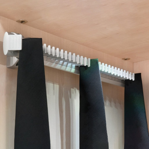 Porte cravates latéral extractible, Anodisé mat, Plastique et Aluminium