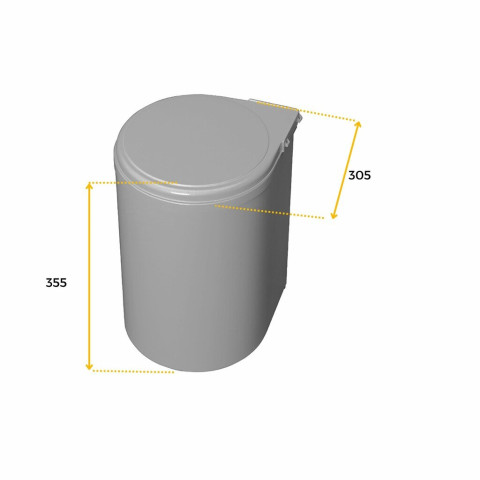 Bac de recyclage à fixer sur porte de meuble, 1 bac amovible 13 litres Plastique, Gris