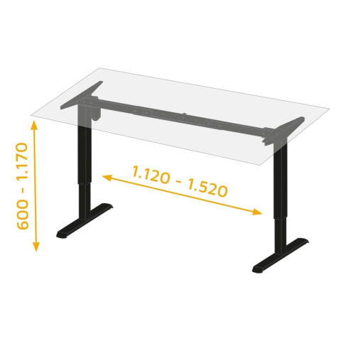 Table motorisée réglable en hauteur Table réglable en hauteur, Acier, Peint en blanc