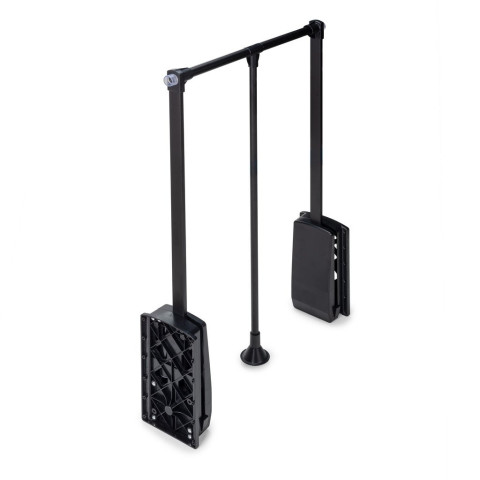 Penderie rabattable pour armoire Hang, 830 - 1150, Peint en noir, Acier et Plastique