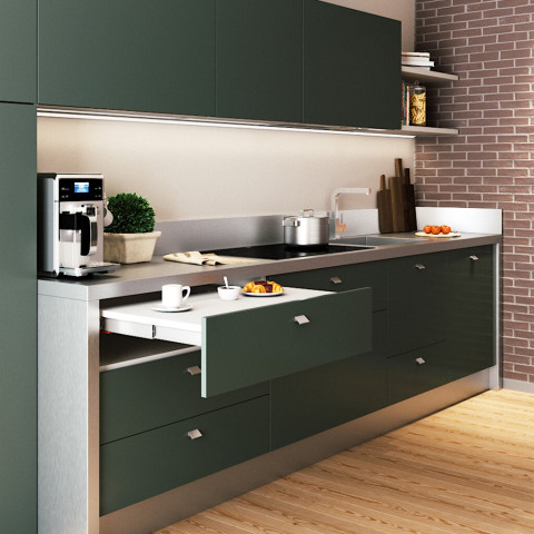 Coulisses de table télescopique Shot, Aluminium, Inox anodisé