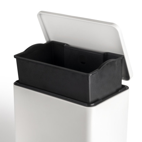 Bac de tri sélectif a compartiments Recycle, ouverture du couvercle par pédale, 1x12litres, Aluminium, Peint en blanc
