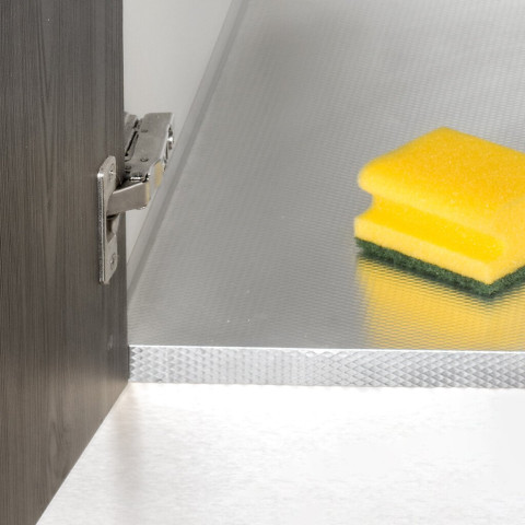 Protecteur de fond pour meuble de cuisine, 16mm, Plastique et Aluminium, Aluminium naturel, dimensions aux choix
