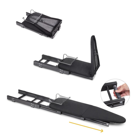 Planche à repasser pliante et planche à repasser coulissante pour meubles. Modèle : Iron Alu, Aluminium, Gris Anthracite