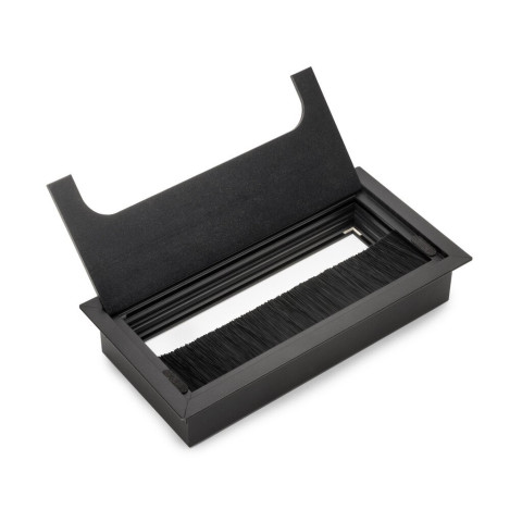 Passe-câbles de table Emuca Quadrum, rectangulaire, 159x80mm, à encastrer, Aluminium, Peint en noir