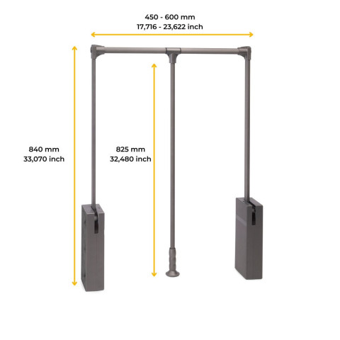 Penderie rabattable pour armoire Sway,  Acier, Aluminium et Plastique, Peint en titane, dimension au choix