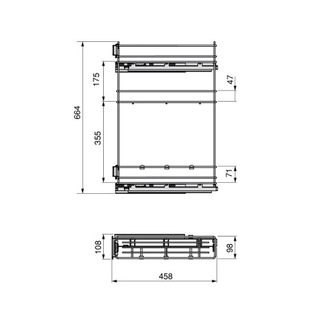 Porte-bouteilles extractible SupraMax avec fermeture à amortie, gauche, 3 plateaux, module 150mm, Acier, Chromé
