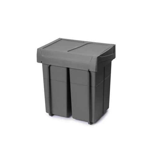 Bac de tri sélectif a montage inférieur et extraction manuelle pour élément de cuisine Recycle, 2x25litres, Plastique gris antracite