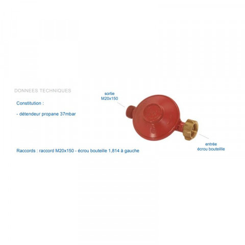 Gazinox - 220028 - détendeur gaz propane 37 millibars 1,5kg