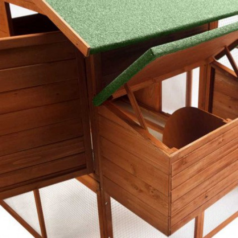 poulailler en bois luxe 2 niveaux avec pondoir sourcidys marron distriartisan