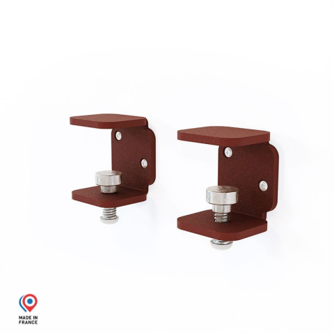 Lot de 2 supports muraux avec vis-étau DECO-GEM, acierGrenat. L.6 x H.7.5 x P.5.88 cm