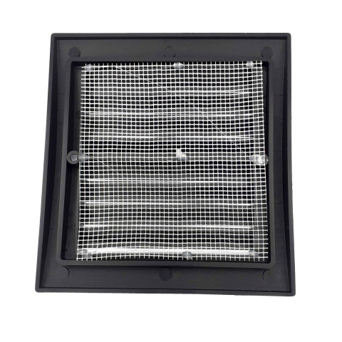 Lot de 3_grille d'aération intérieur extérieur avec moustiquaire 140x140 mm    noir