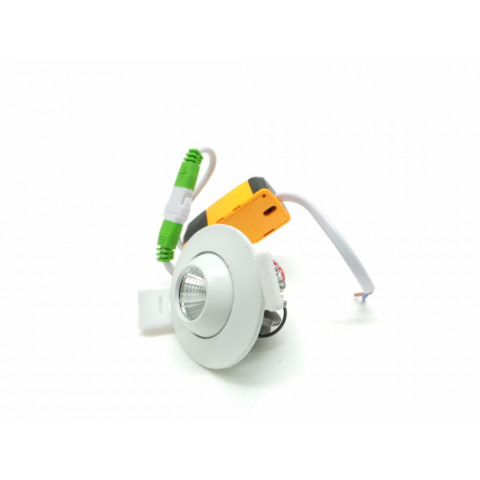 Mini-spot encastrable led cob 3w 45 rond orientable - couleur eclairage : blanc chaud 2300k - 3500k