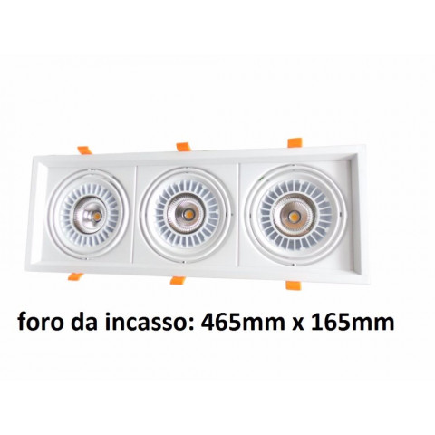 Downlight spot led cob rectangle orientable 3x20w 120 - couleur eclairage au choix