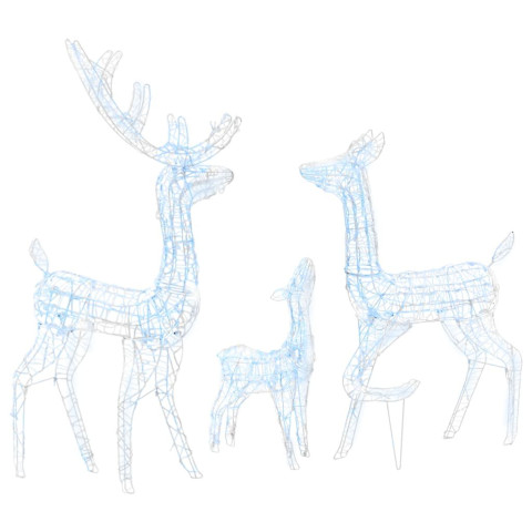 Famille de rennes de décoration Acrylique 300 LED - Couleur d'éclairage au choix