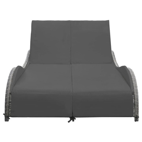 Chaise longue avec coussin résine tressée anthracite - Nombre de places au choix