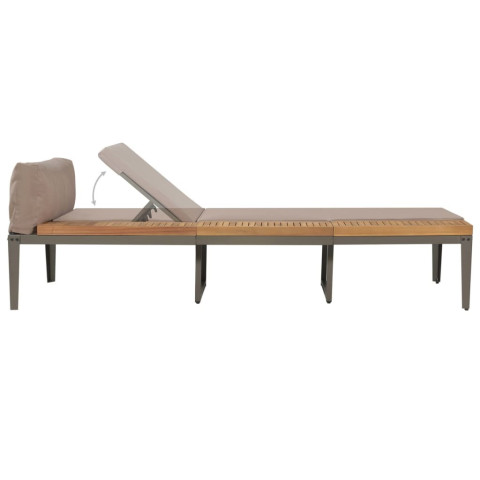 Chaise longue avec coussins Bois d'acacia solide Marron