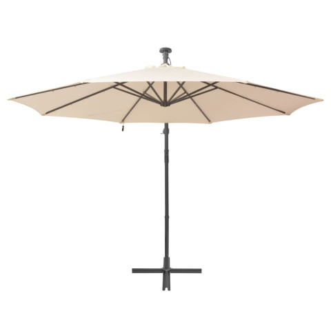 Vidaxl parasol avec éclairage led 300cm poteau en métal sable