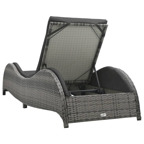 Chaise longue avec coussin résine tressée anthracite - Nombre de places au choix