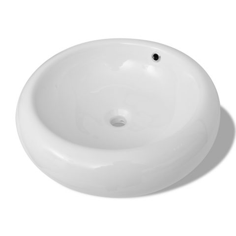 vidaXL Luxueuse vasque céramique ronde avec trop plein 50 x cm