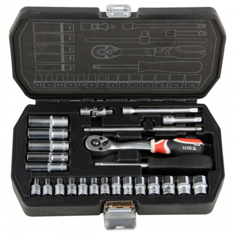 YATO Kit de douilles 25 pièces en métal noir YT-1446