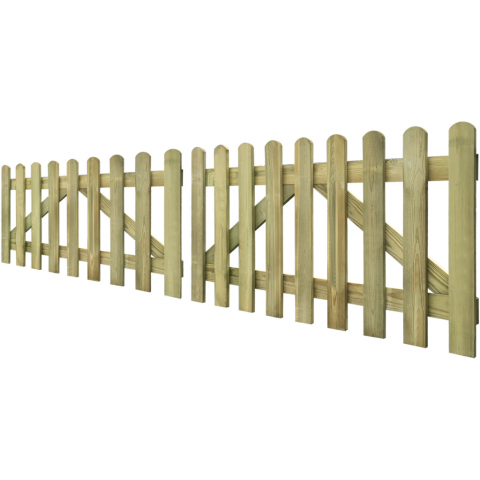 vidaXL portail piquet en bois imprégné 2 pcs 300 x 80 cm