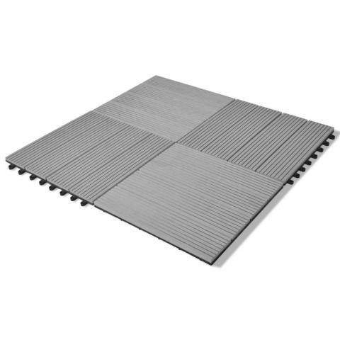 Carreaux de terrasse WPC 30x30 cm 11 pcs 1 m2 Gris