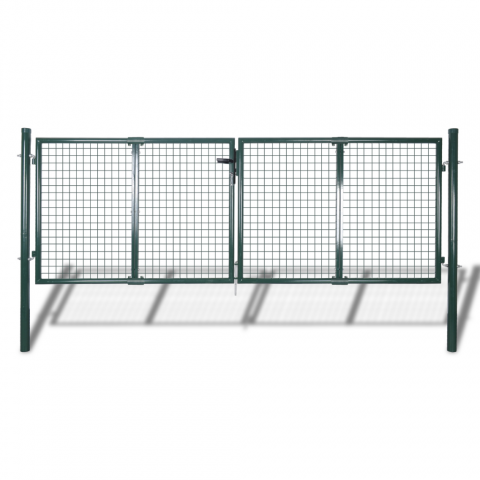 vidaXL Portail double pour clôture en acier laqué