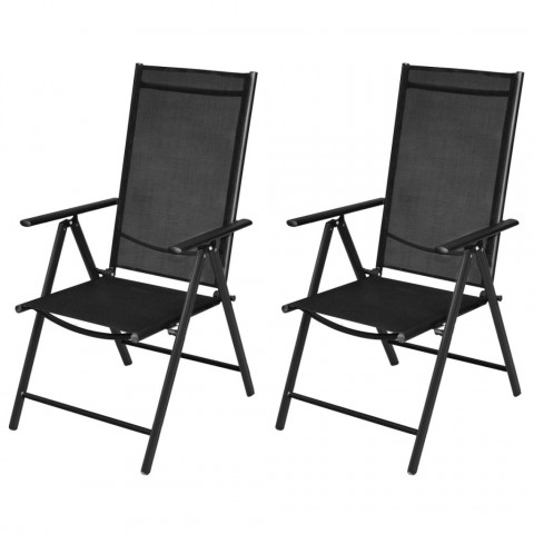 Chaise de jardin pliable 2 pcs en aluminium noir