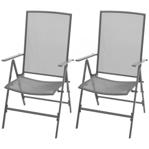 Vidaxl chaise inclinable d'extérieur 2 pcs maille d’acier