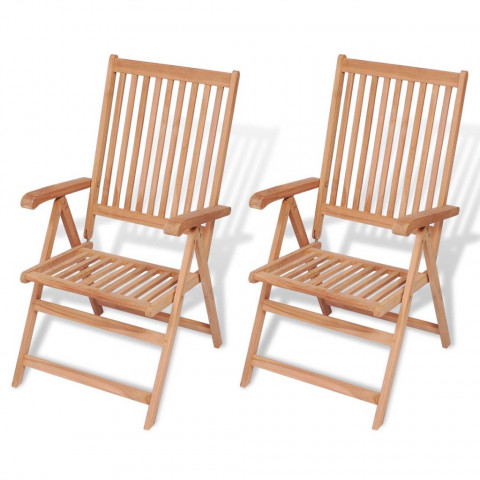 Vidaxl chaise inclinable de jardin 2 pièces bois de teck