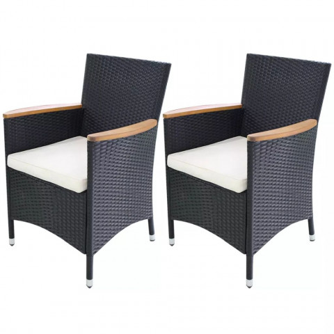 Vidaxl chaises de jardin 2 pièces résine tressée noir 59 x 60 x 88 cm