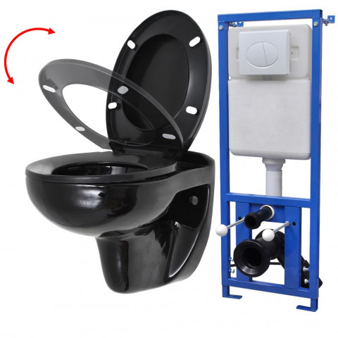 Vidaxl toilette avec réservoir et siège à fermeture en douceur noir