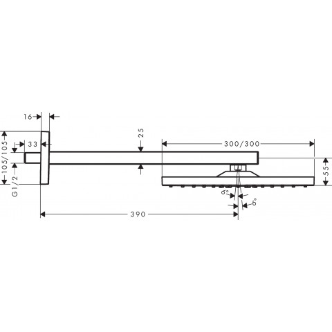 Douche de tête raindance e 300 x 300 mm 1 jet avec bras de douche chromé