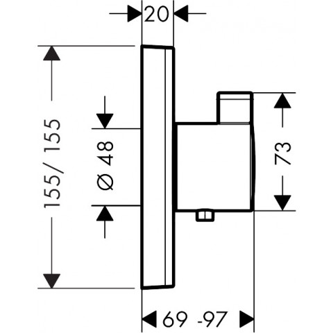 Set de finition pour mitigeur thermostatique showerselect encastré haut débit chromé