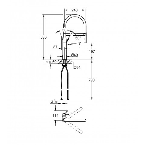 Mitigeur d'évier avec bras flexible supersteel Essence