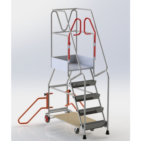 Escabeau rayonnage 5 marches à immobilisation automatique