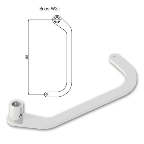 Kit bras w3 droit pour motorisation en linteau - blanc