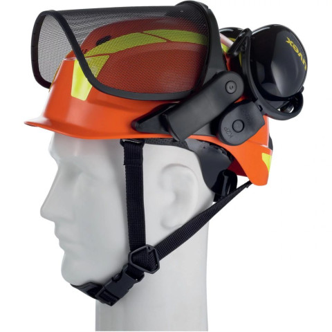 Kit forestier avec casque de protection visière grillagée et bouchons d'oreille - Taille unique - Couleur au choix