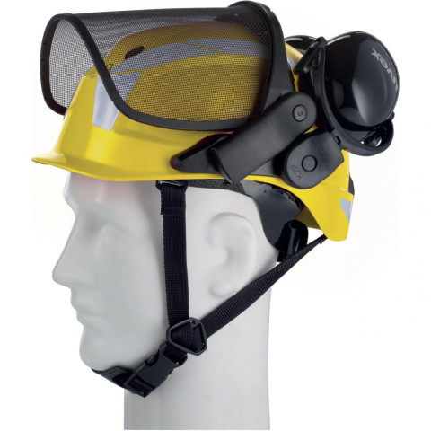 Kit forestier avec casque de protection visière grillagée et bouchons d'oreille - Taille unique - Couleur au choix