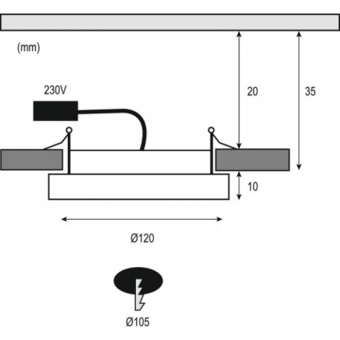 Kit spot à encastrer led areo ip44 rond blanc 1x8 w 3000°k ø 120 mm