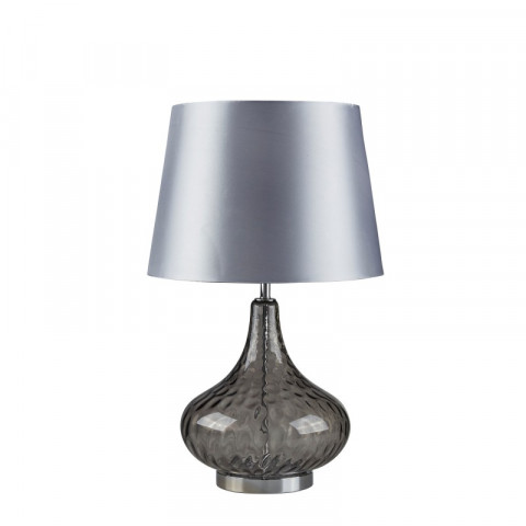 Lampe cantata, chrome et verre fumé, avec abat-jour