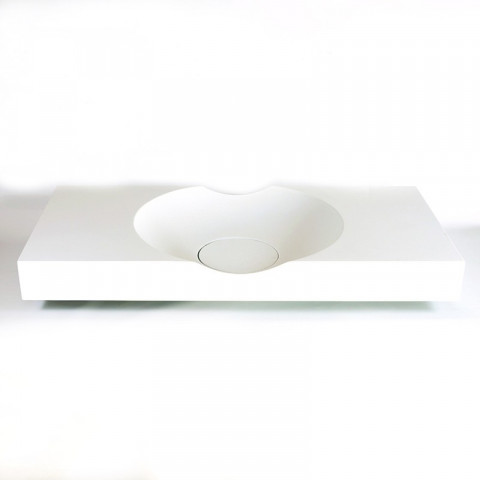 Lavabo suspendu rectangulaire - solid surface blanc mat - 100x48 cm - clas