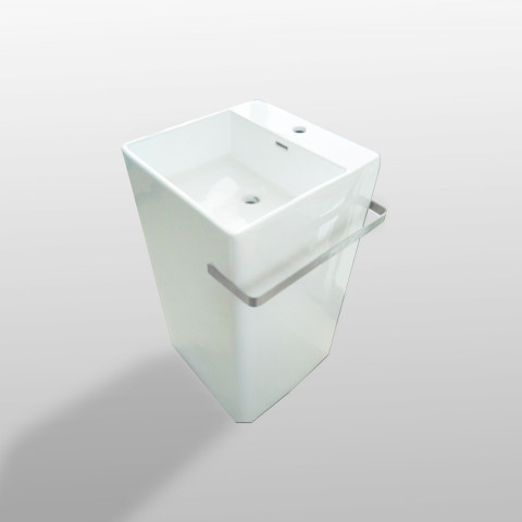 Lavabo totem carré - céramique avec porte serviette - 48x87 cm - alto +
