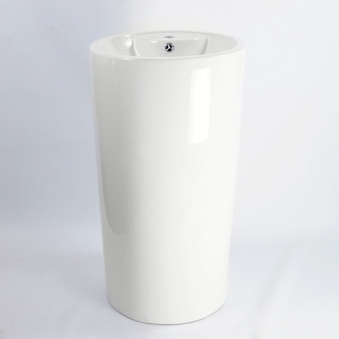 Lavabo totem cylindre - céramique blanc - 46x82 cm - sigma
