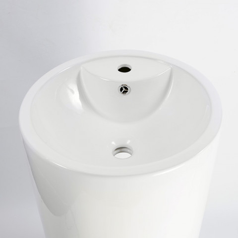 Lavabo totem cylindre - céramique blanc - 46x82 cm - sigma